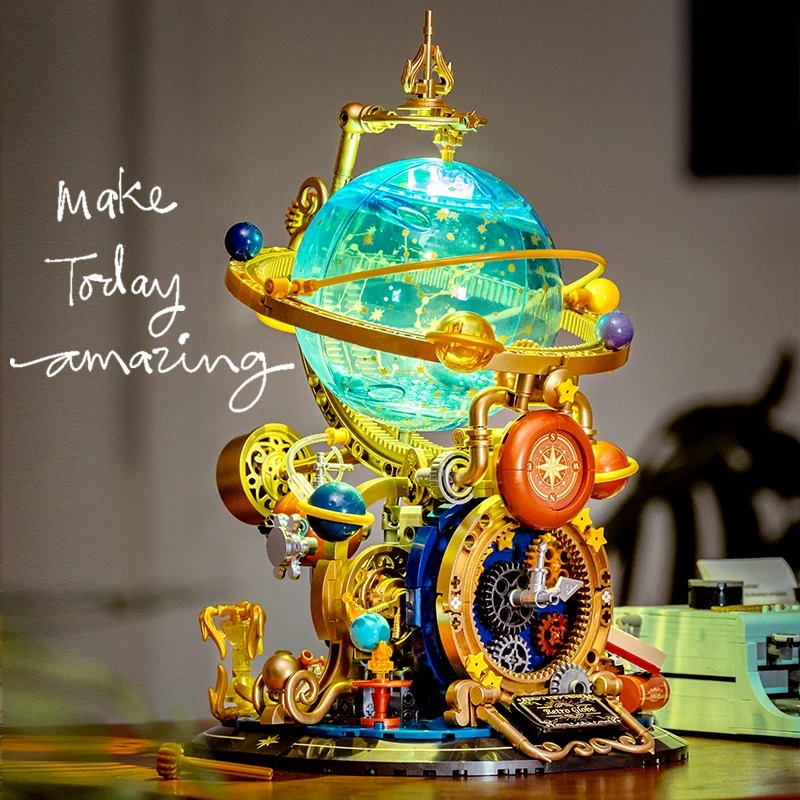 Solar System Orrery - Retro Rotating Earth Model Building Block